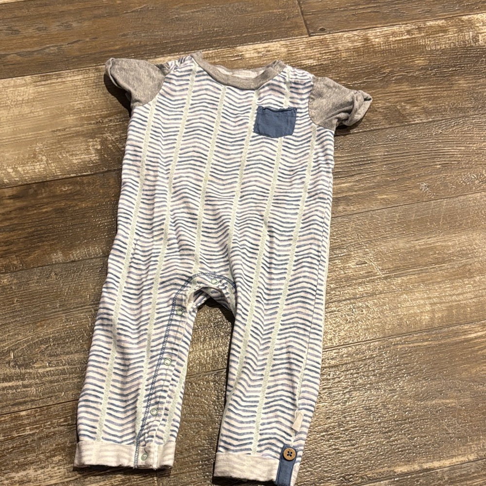 Striped Gray and Blue Kids Bodysuit